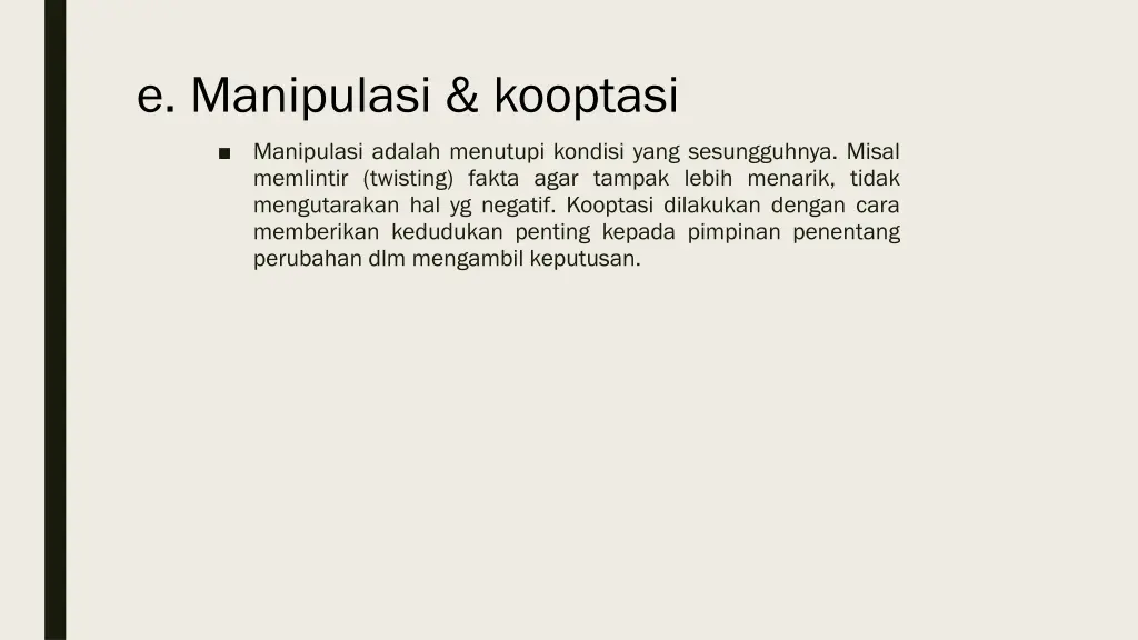 e manipulasi kooptasi