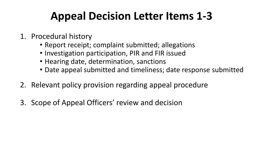 appeal decision letter items 1 3