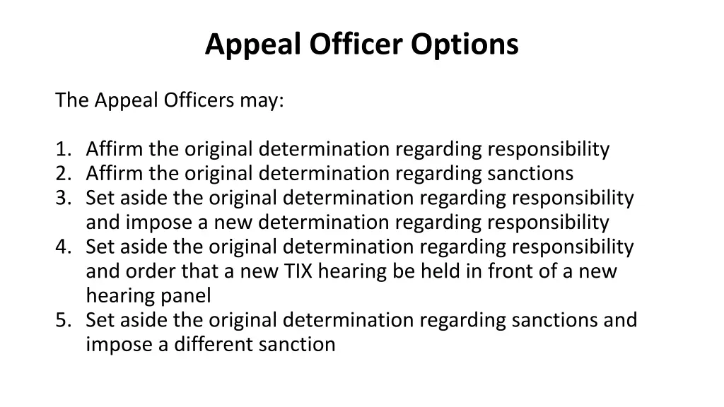 appeal officer options