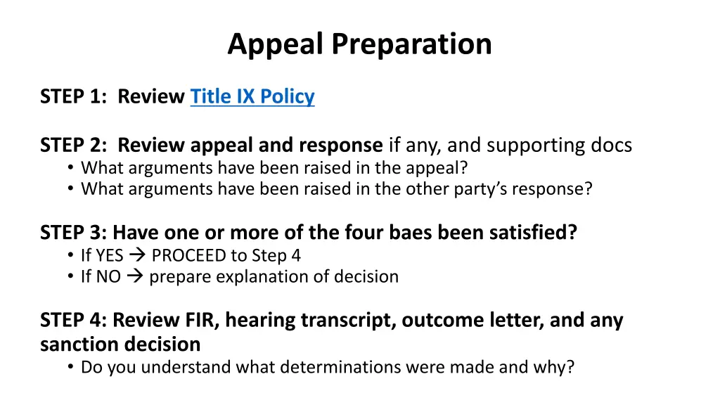 appeal preparation