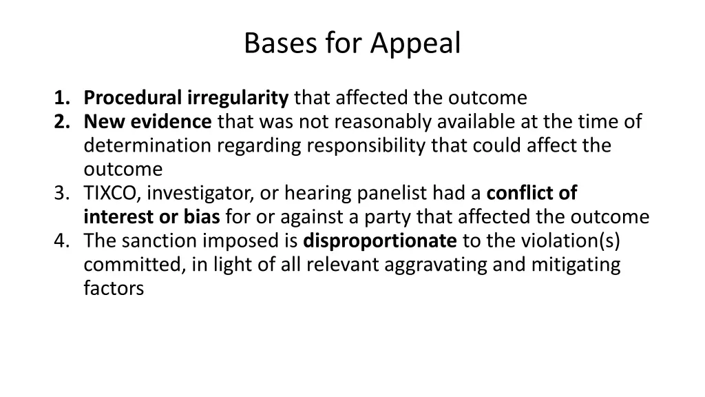 bases for appeal