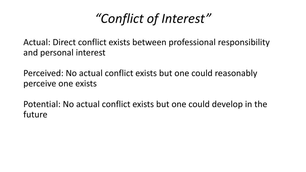 conflict of interest