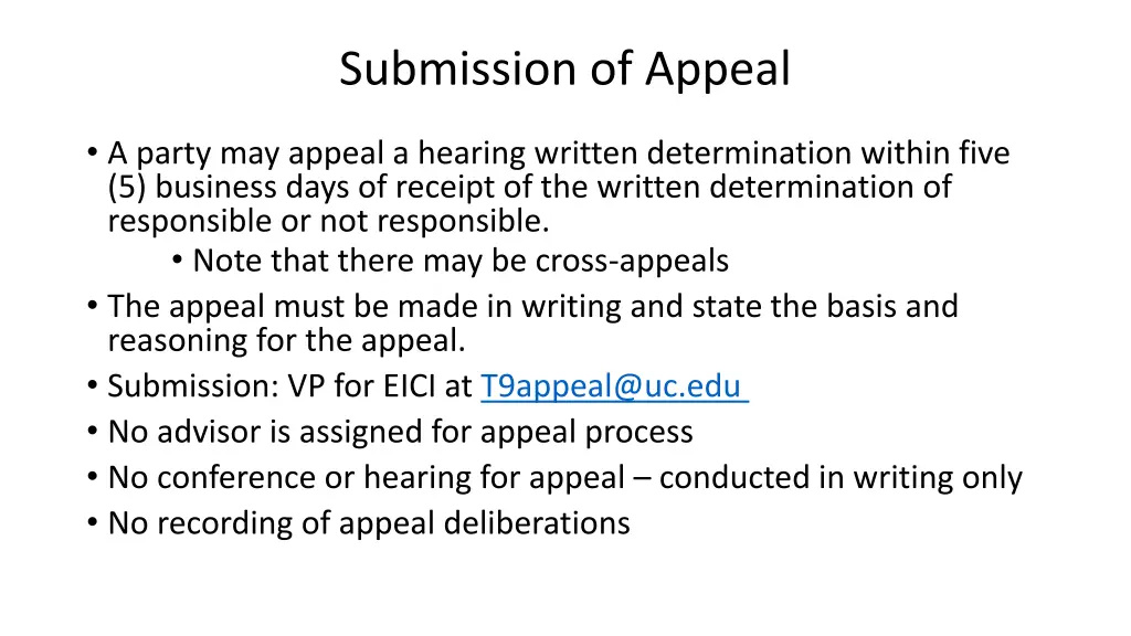 submission of appeal
