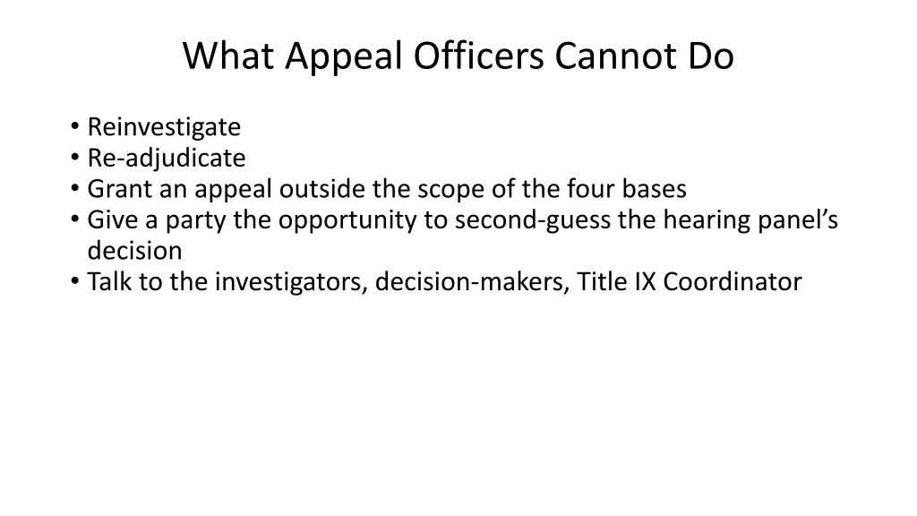 what appeal officers cannot do