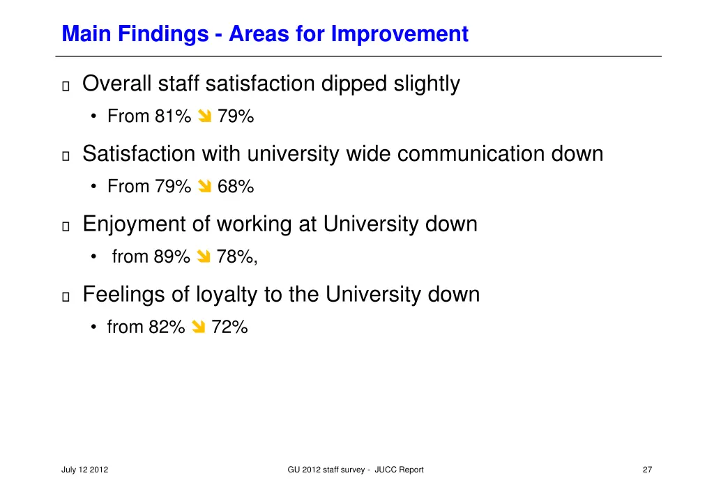 main findings areas for improvement