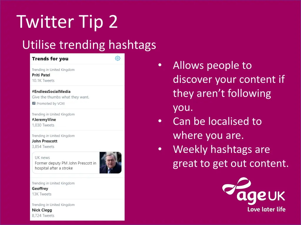twitter tip 2 utilise trending hashtags