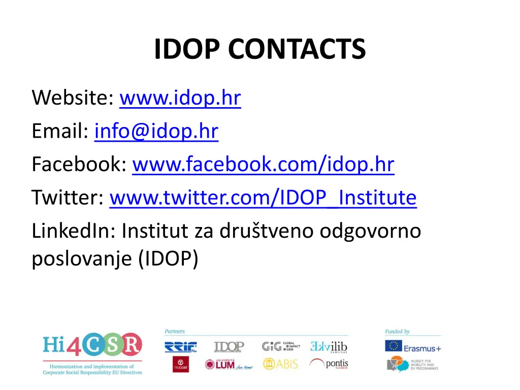 idop contacts