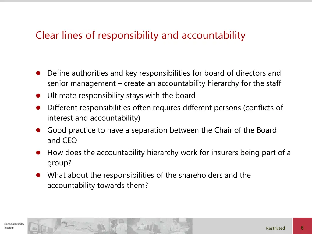 clear lines of responsibility and accountability
