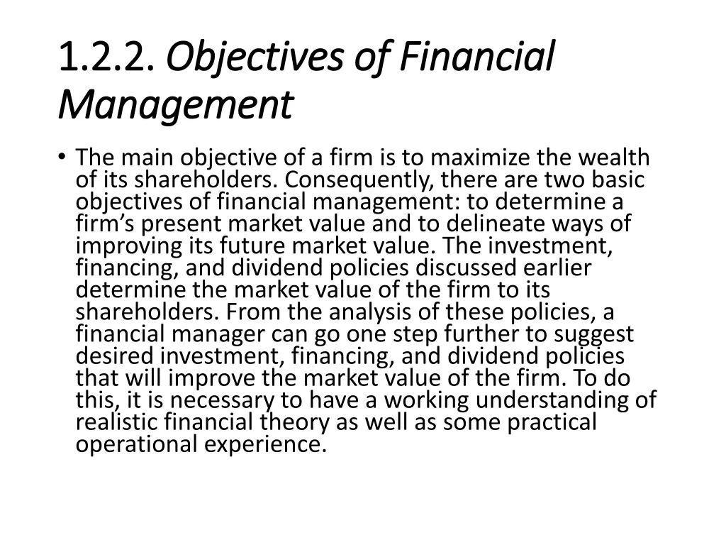 1 2 2 1 2 2 objectives of financial objectives