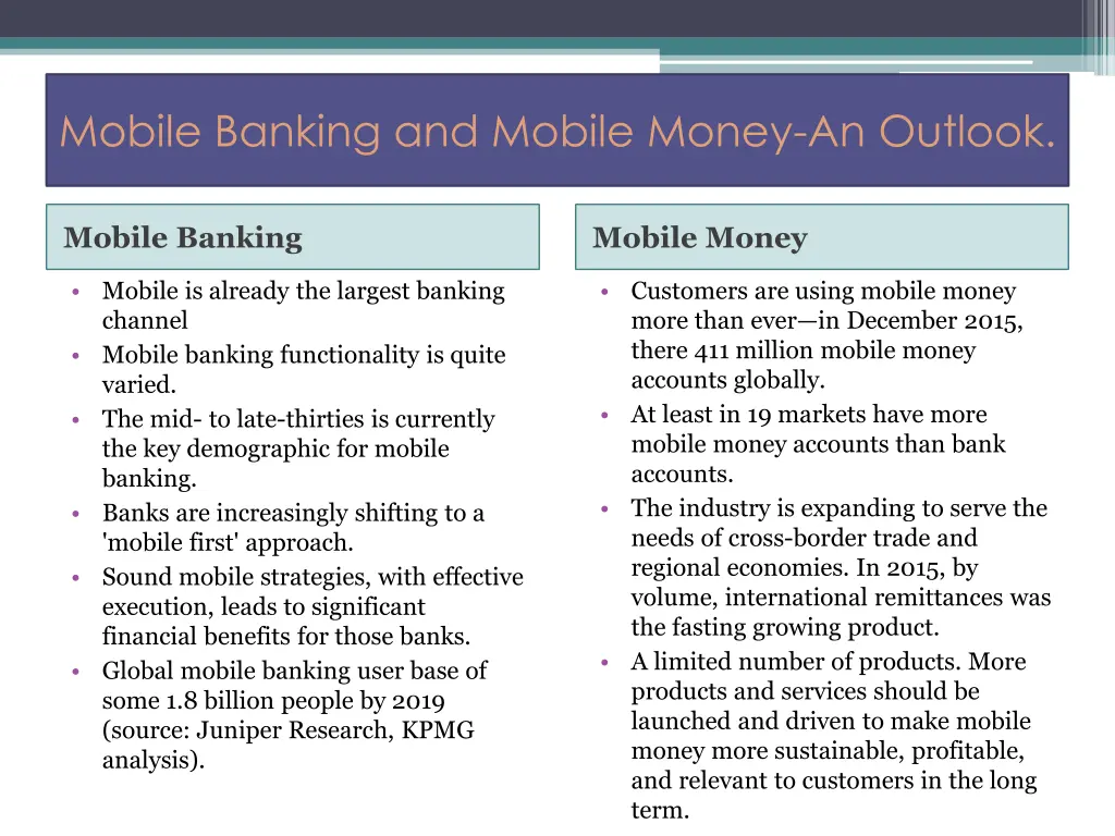 mobile banking and mobile money an outlook