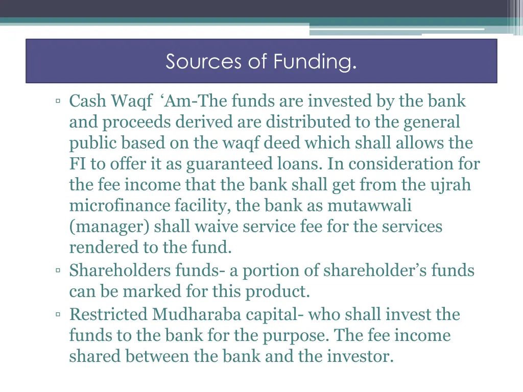 sources of funding