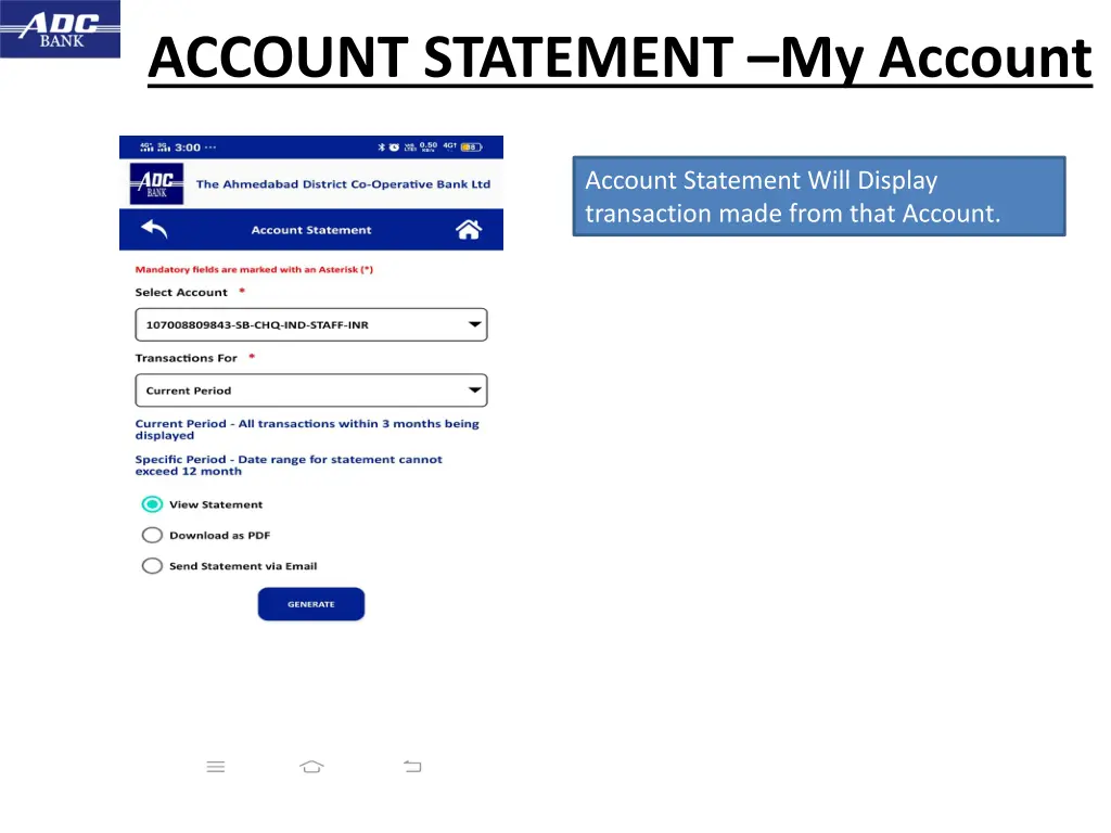 account statement my account