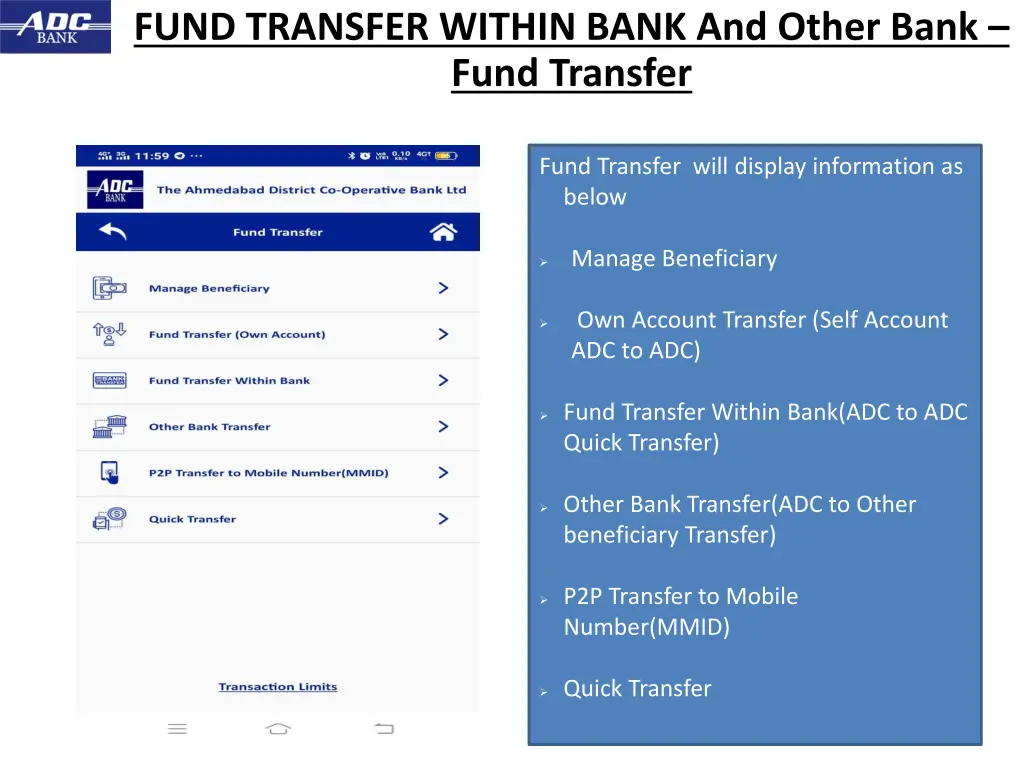 fund transfer within bank and other bank fund