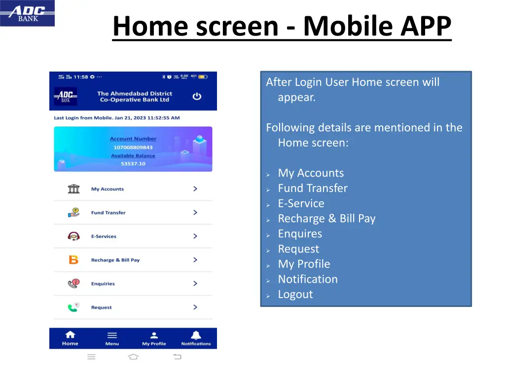 home screen mobile app