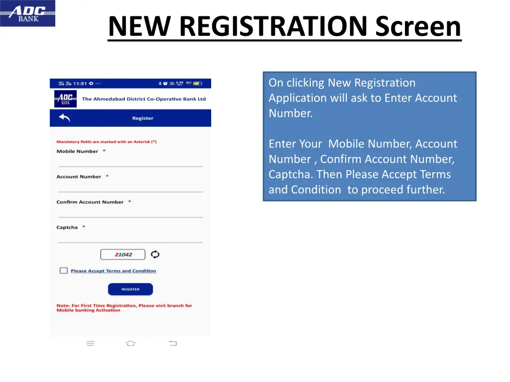 new registration screen