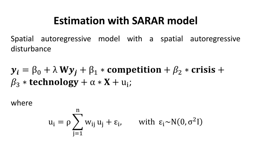 estimation with sarar model