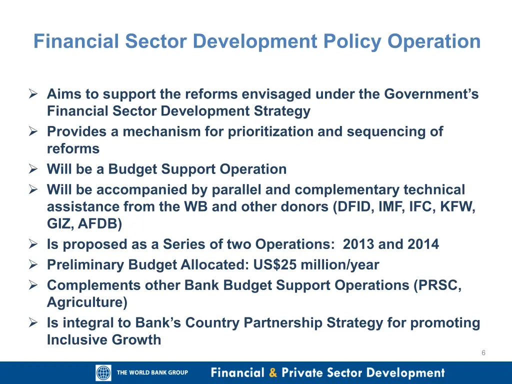 financial sector development policy operation