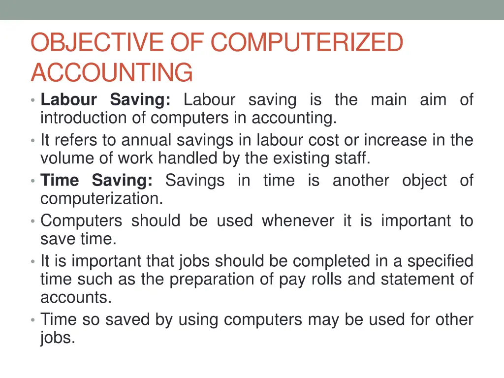 objective of computerized accounting labour
