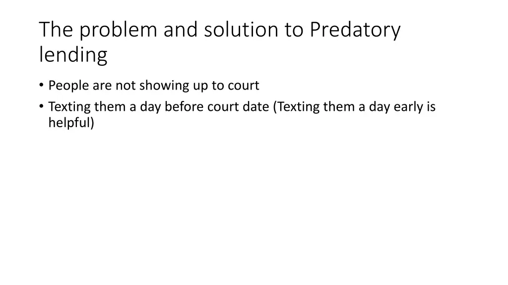 the problem and solution to predatory lending