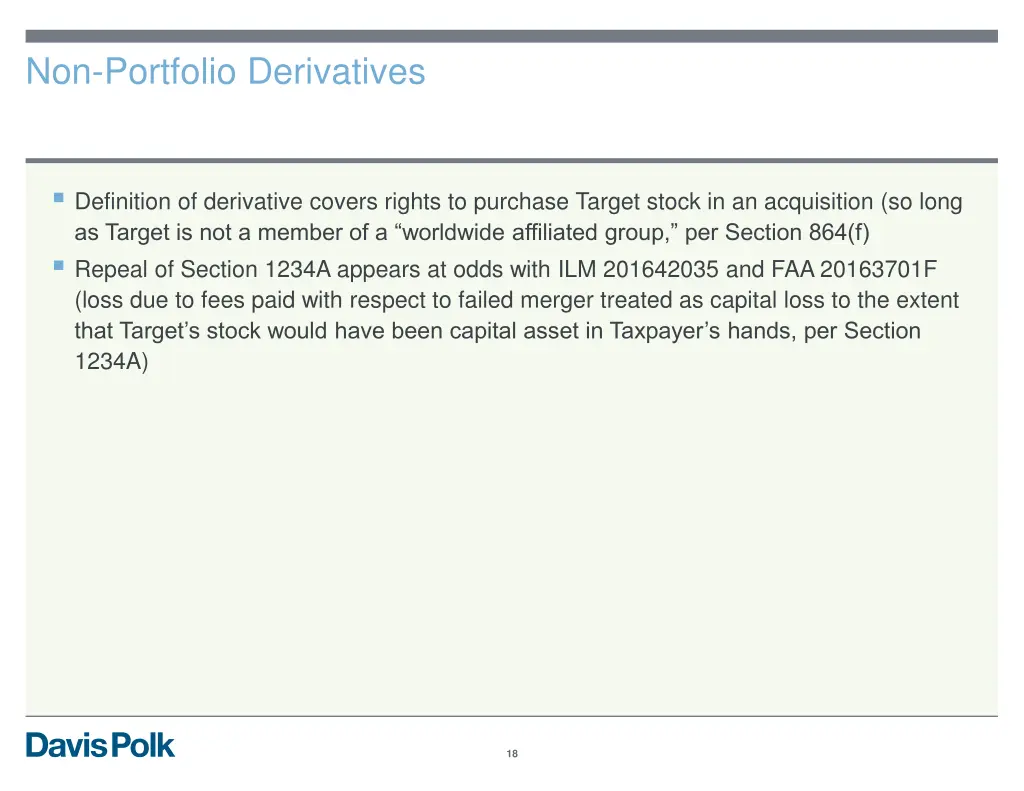non portfolio derivatives