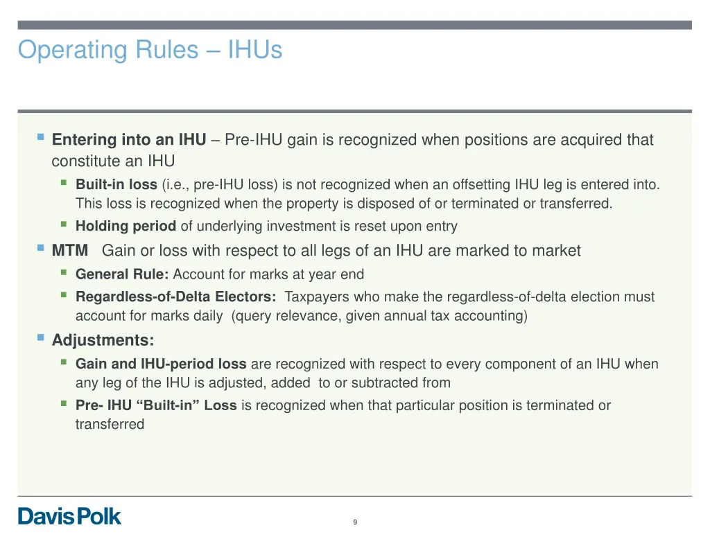 operating rules ihus