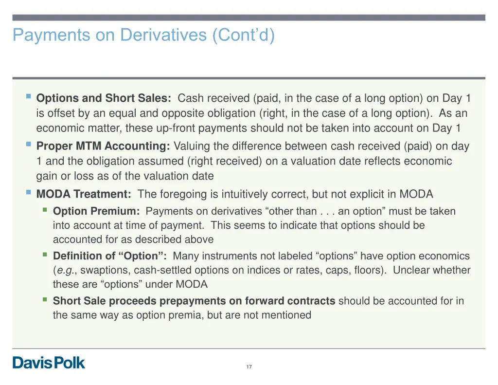 payments on derivatives cont d