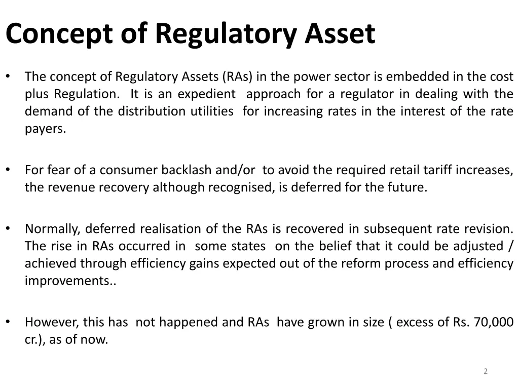 concept of regulatory asset