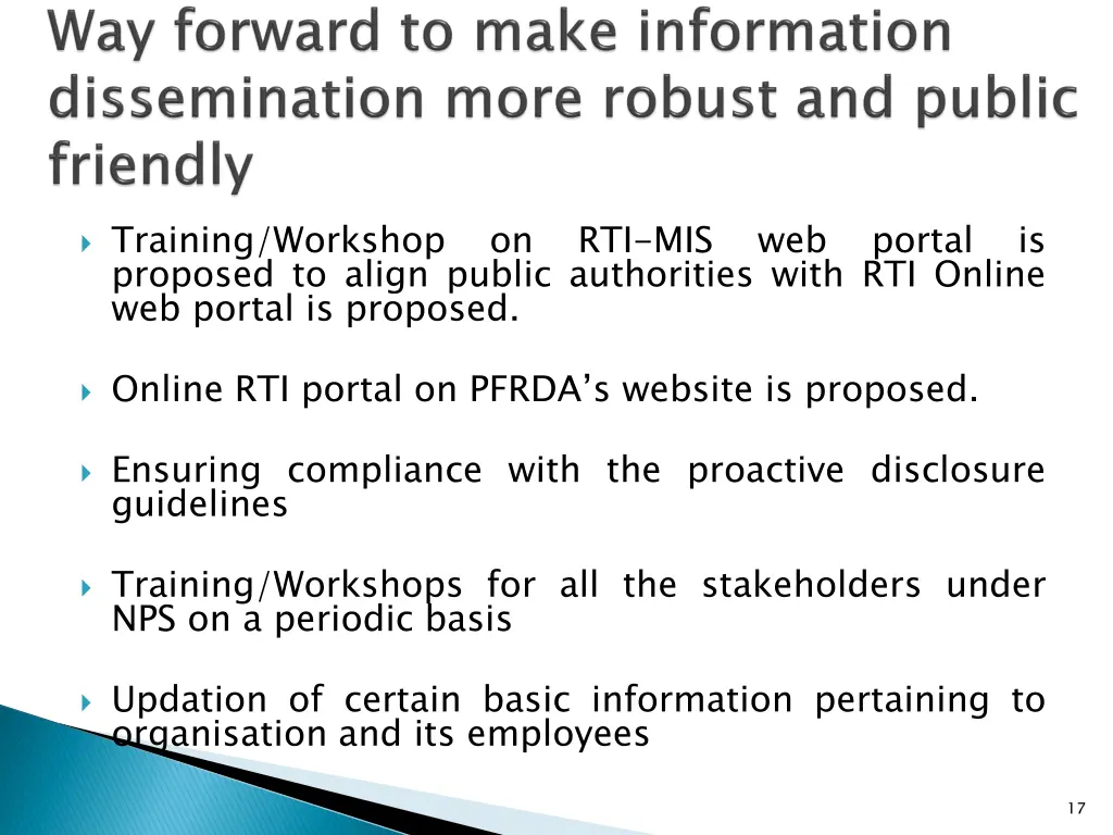 training workshop proposed to align public