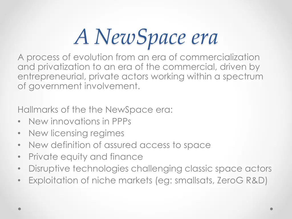 a newspace era a process of evolution from