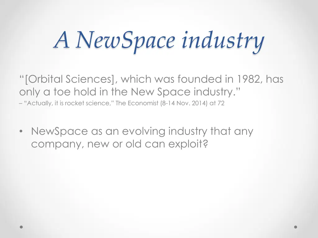 a newspace industry