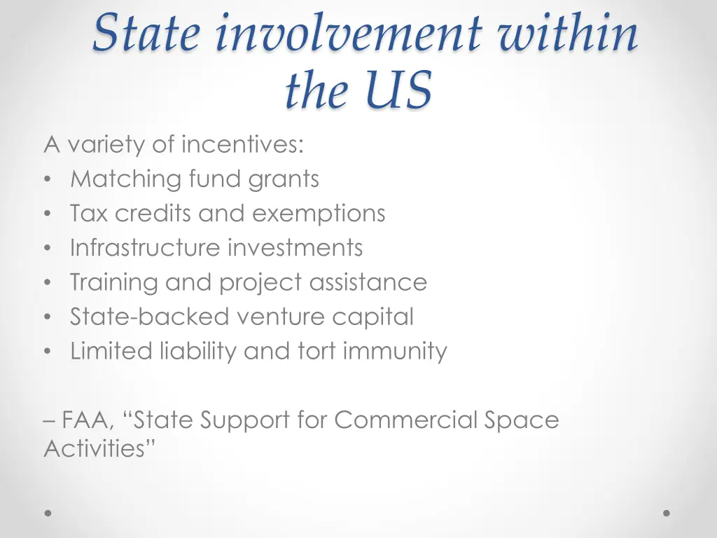 state involvement within the us a variety