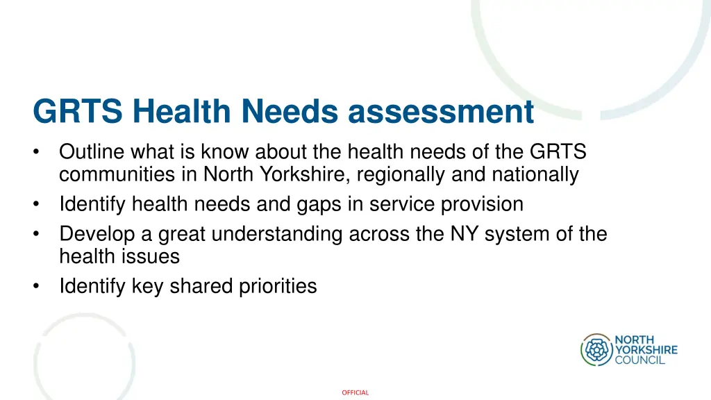 grts health needs assessment outline what is know