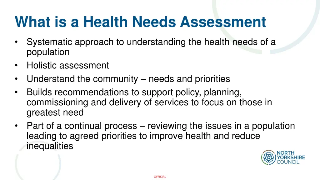 what is a health needs assessment