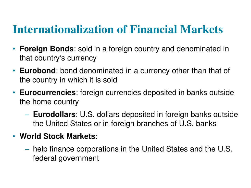 internationalization of financial markets