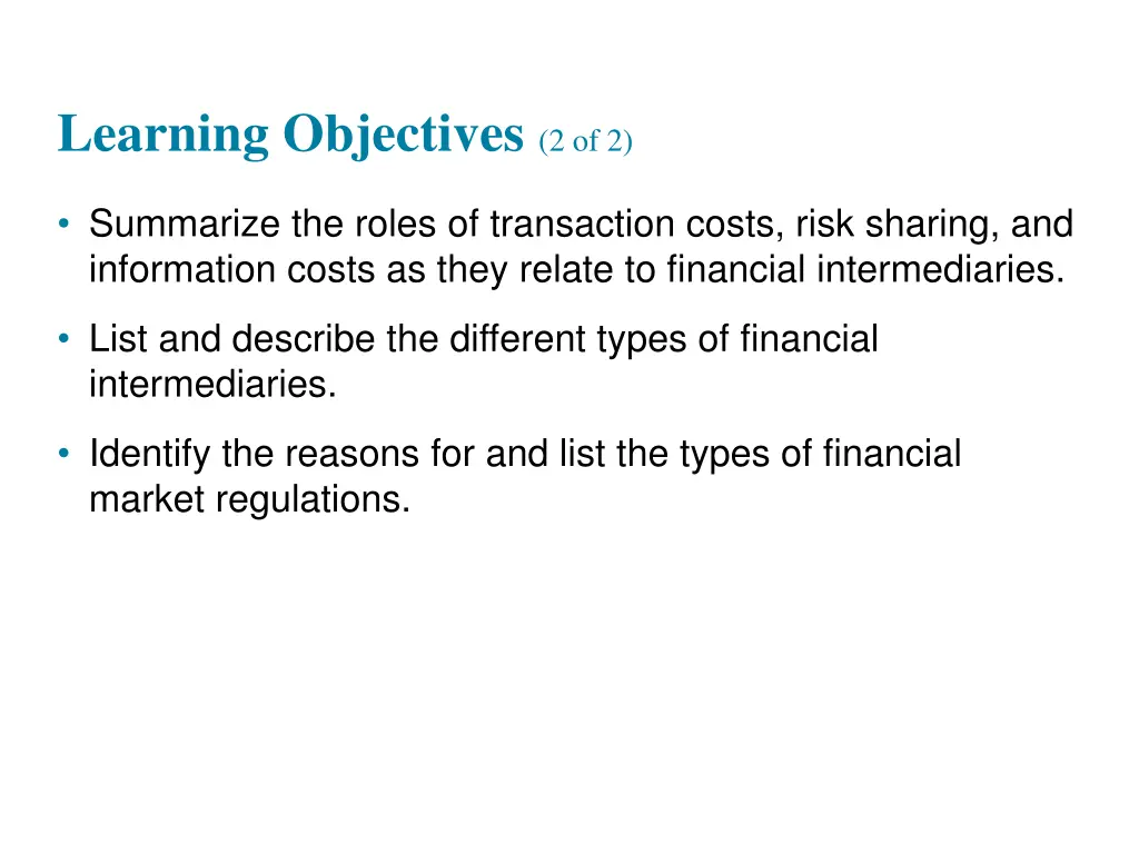 learning objectives 2 of 2