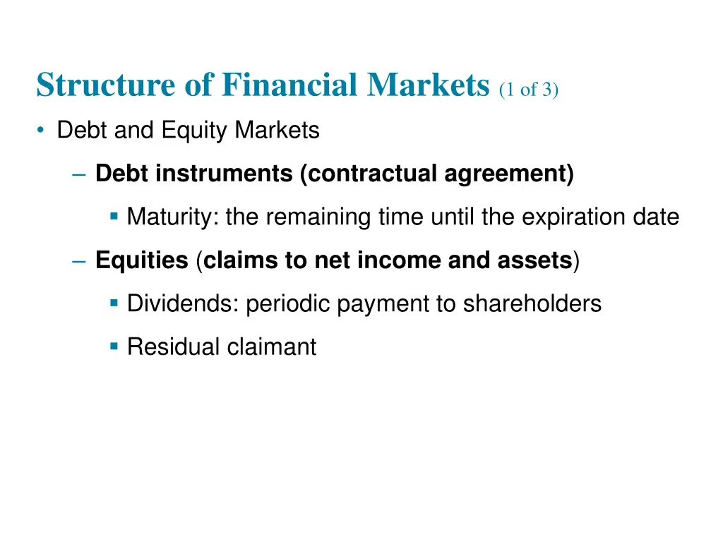 structure of financial markets 1 of 3 debt