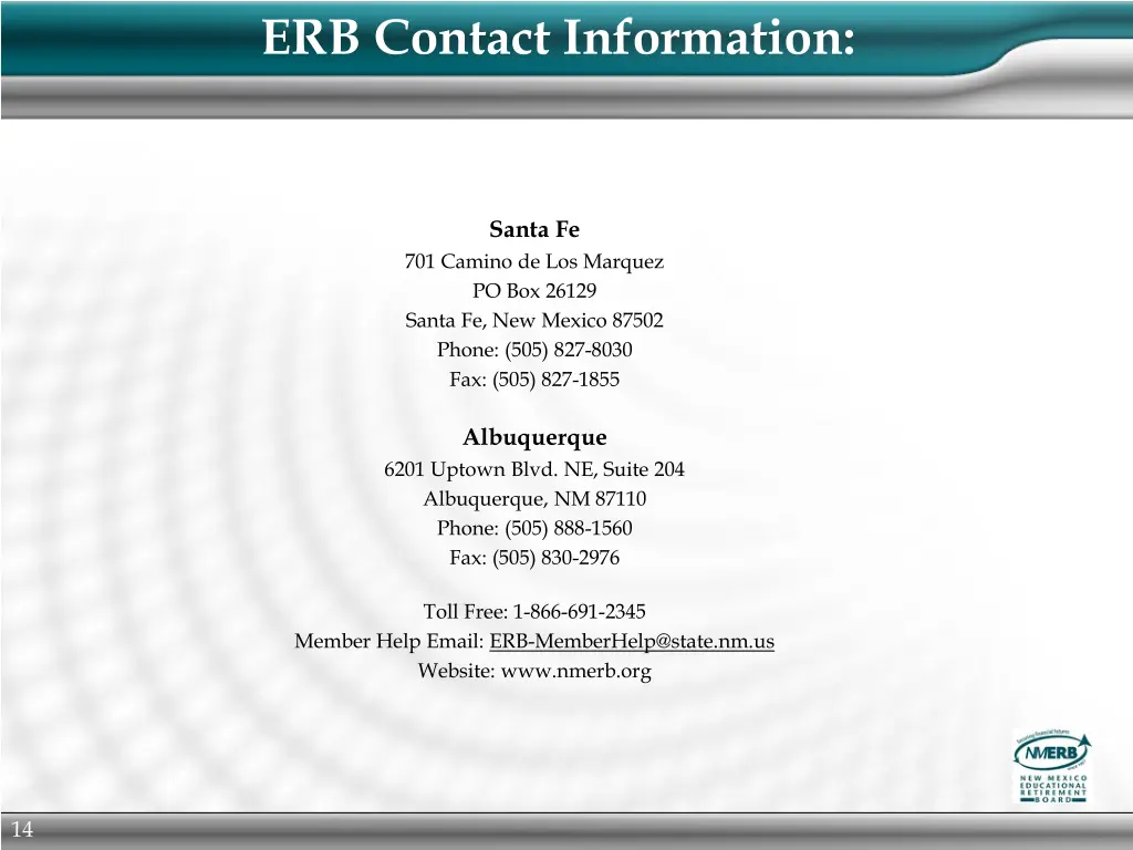 erb contact information