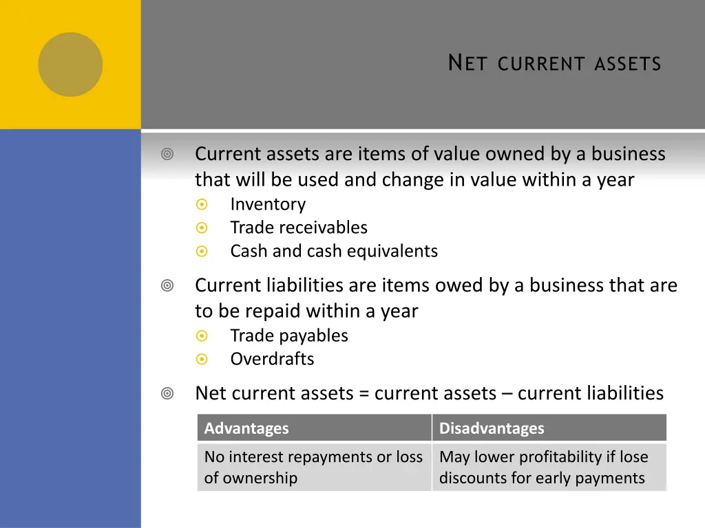 n et current assets