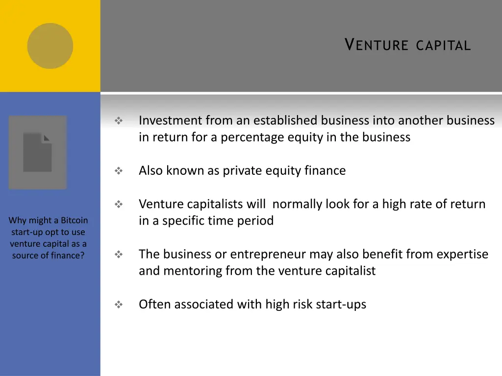 v enture capital