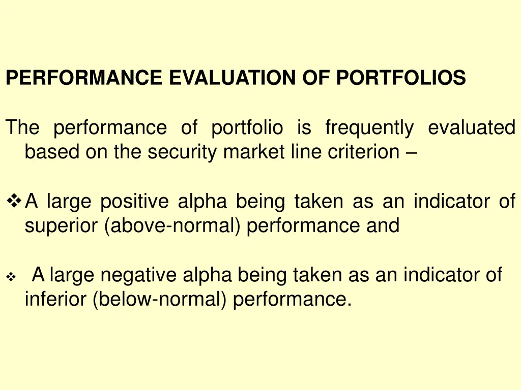 performance evaluation of portfolios