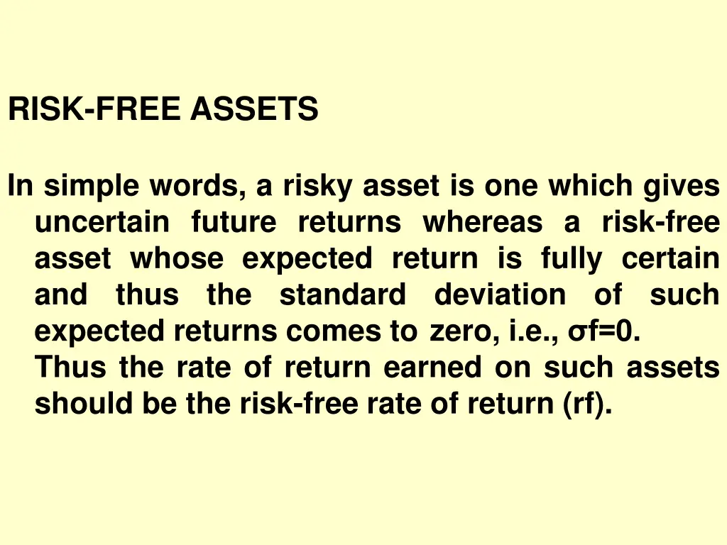 risk free assets
