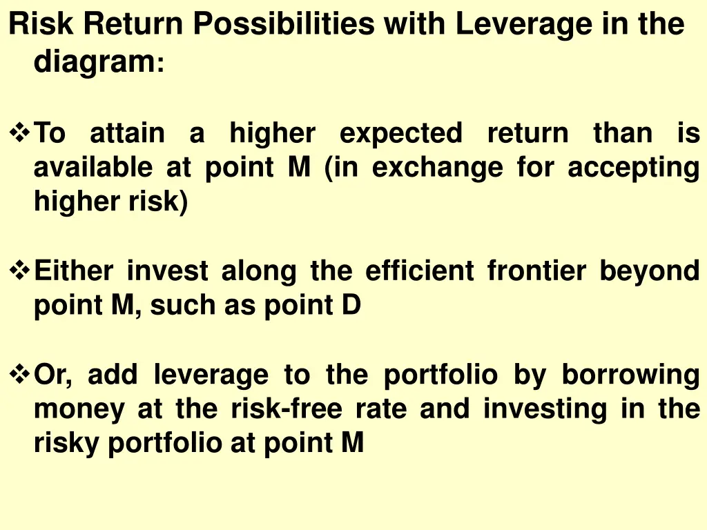 risk return possibilities with leverage 1
