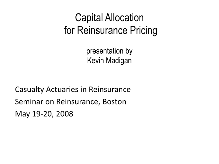 capital allocation for reinsurance pricing