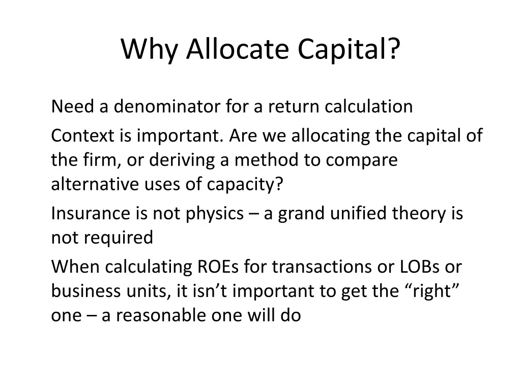 why allocate capital