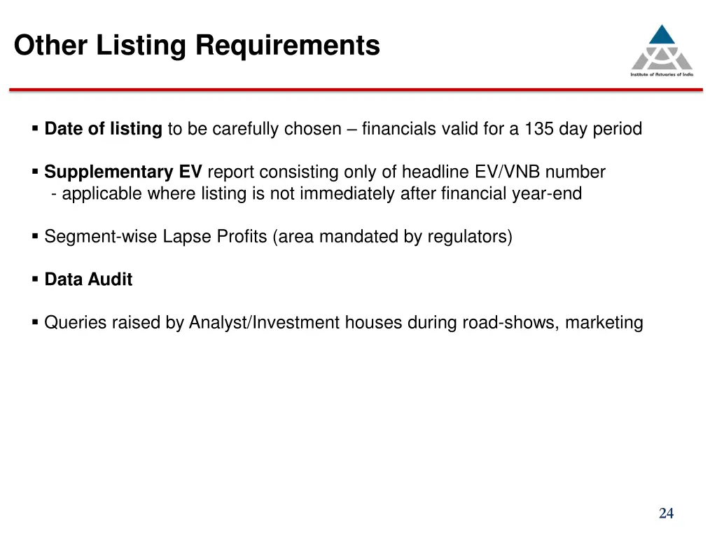 other listing requirements