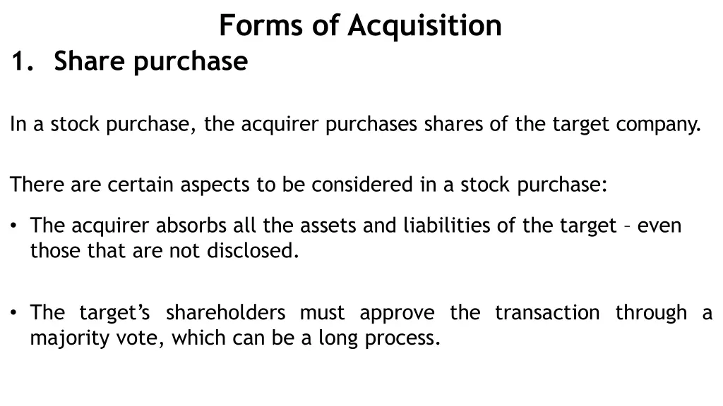 forms of acquisition