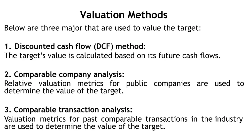 valuation methods