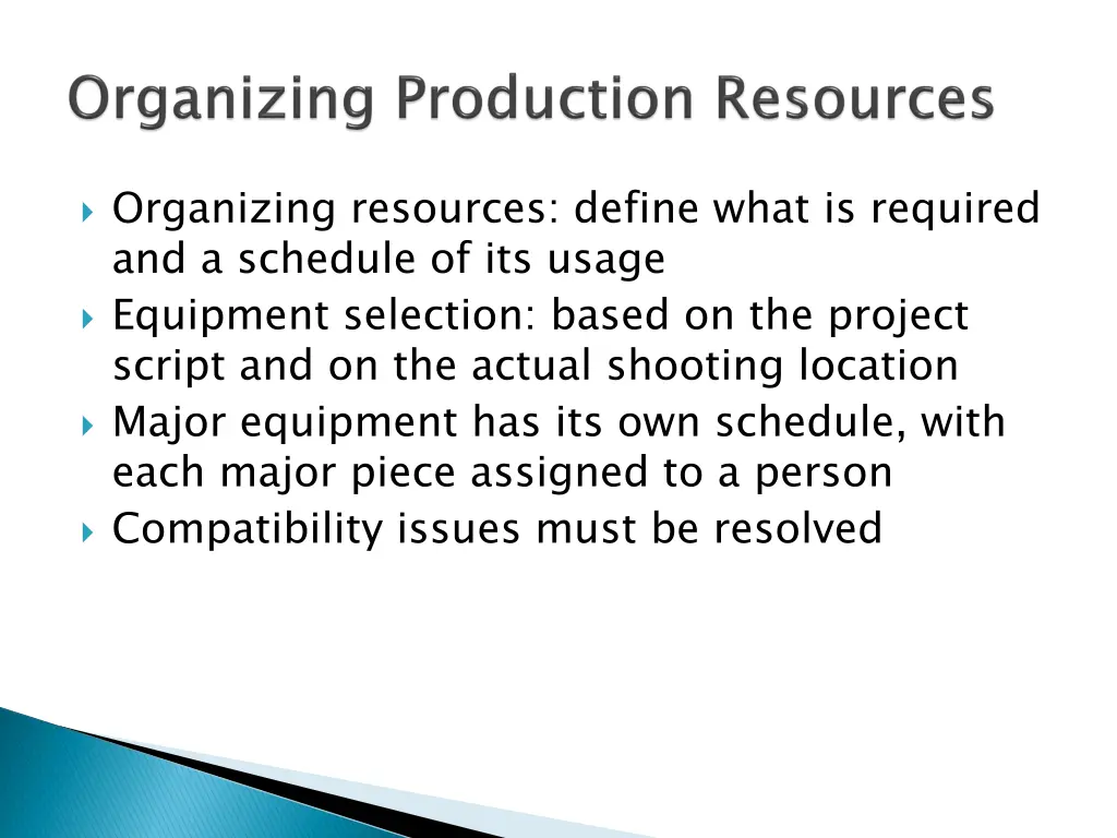organizing resources define what is required