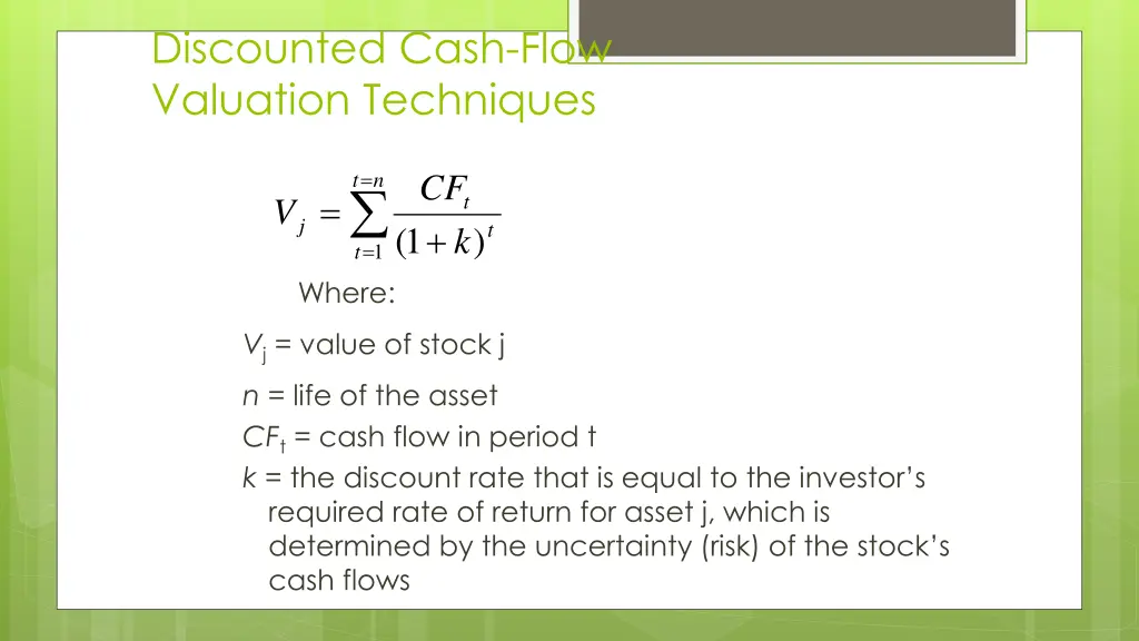 discounted cash flow valuation techniques
