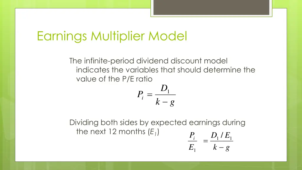 earnings multiplier model 2